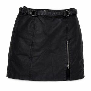 Free People Faux Leather Black Mini Skirt Size 4